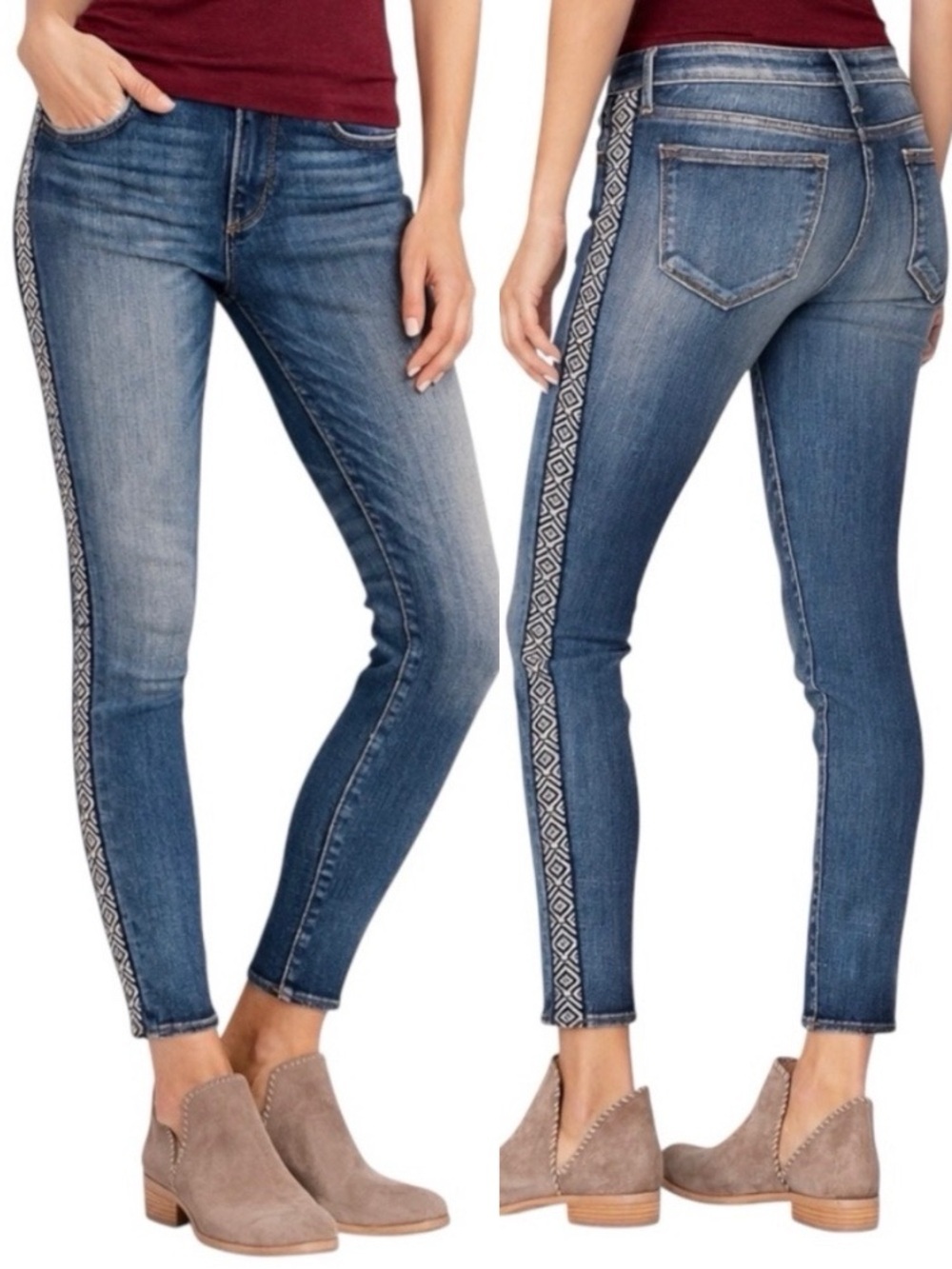 Driftwood Jackie Embroidered Skinny Jeans Size 28